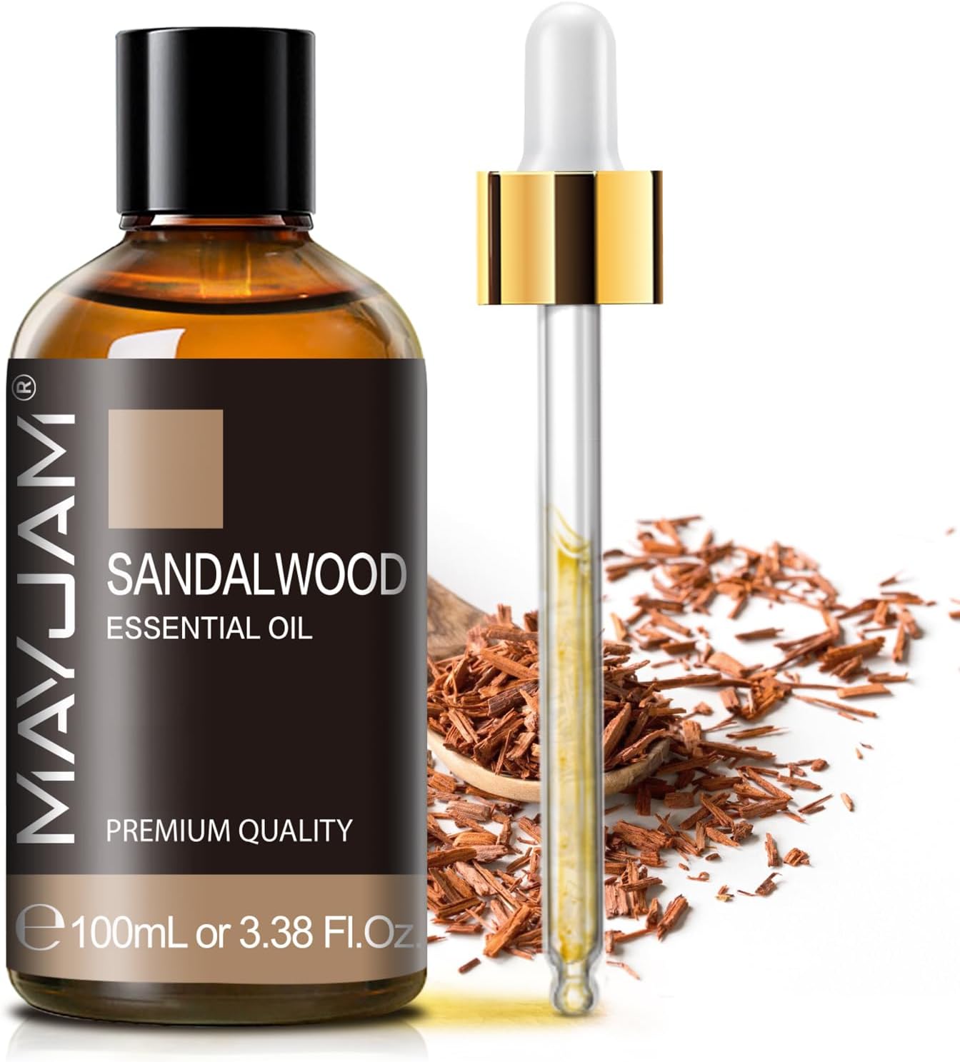 Ätherisches Öle Sandelholz 100ML, MAYJAM Sandelholzöl 100% Rein, Ideal für Klarheit der Inspiration Aromatherapie Diffuser Duftöl Massage